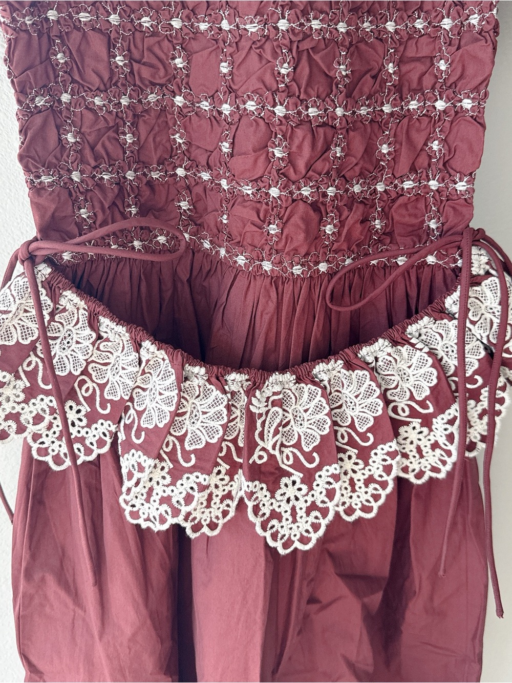 NWT Damson Madder Audrey Midi Dress - Burg/Butter Stitching - Picture 7 of 15